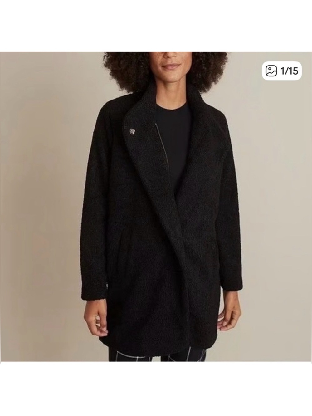 Marine Layer Charcoal Black Faux Shearling Jacket